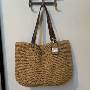 New straw raffia woven bag. Eddie Bauer.